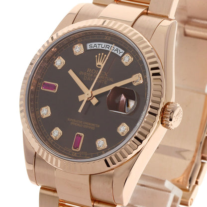 ROLEX Day Date Ruby Diamond Watches 118235F K18 Pink Gold/18K Pink Gold mens
