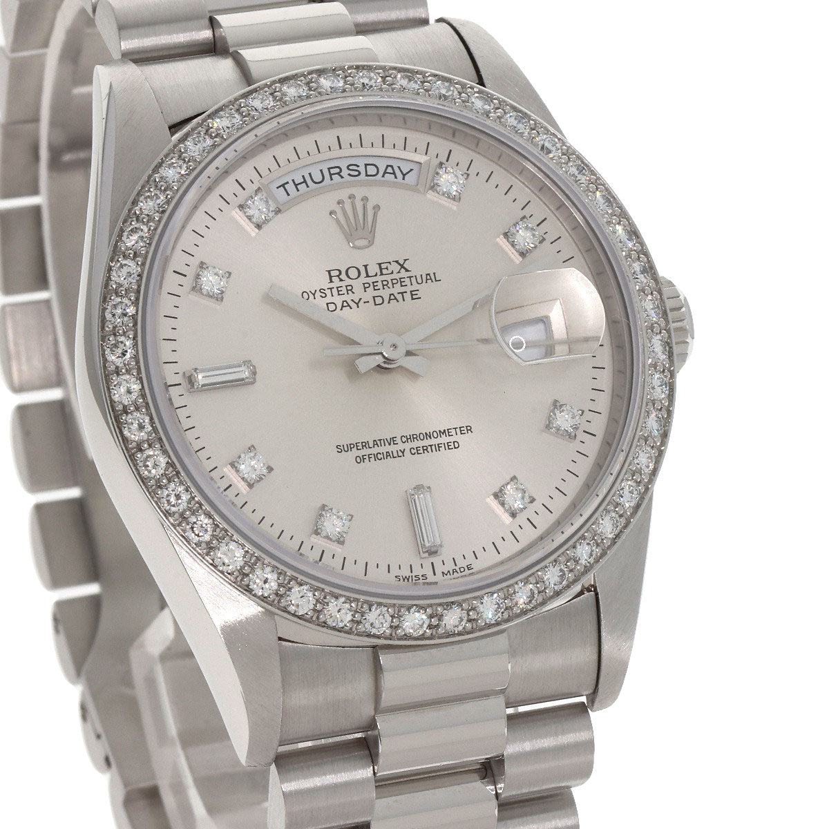 ROLEX Day Date 10P Diamond Watches 18346A Platinum/PT mens