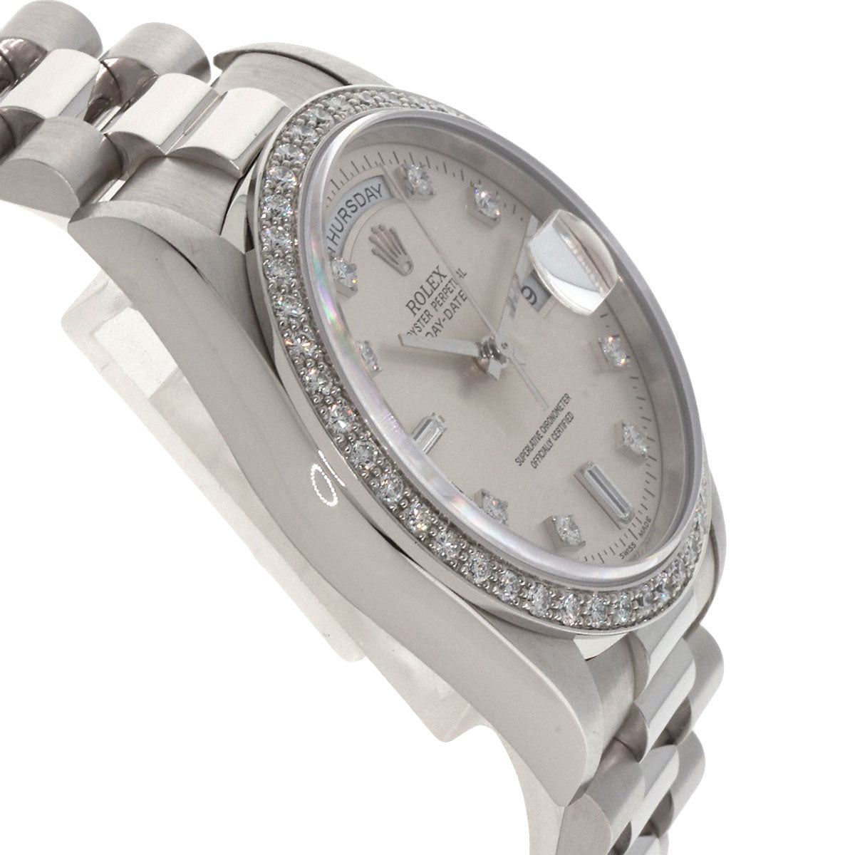 ROLEX Day Date 10P Diamond Watches 18346A Platinum/PT mens