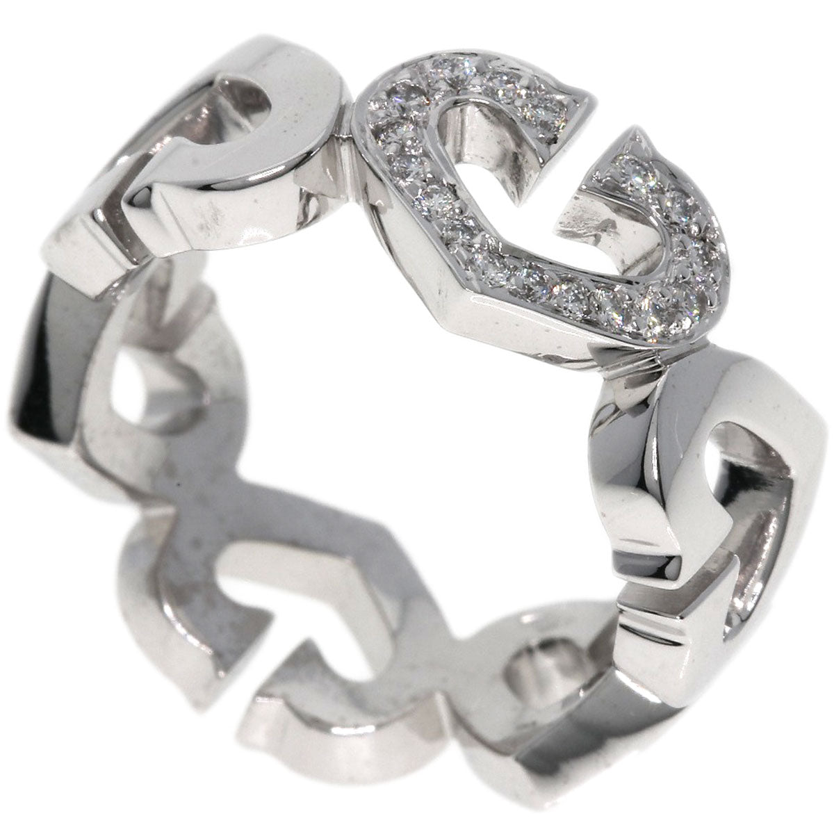 CARTIER C Heart Diamond #47 Ring K18 White Gold Ladies [Used]