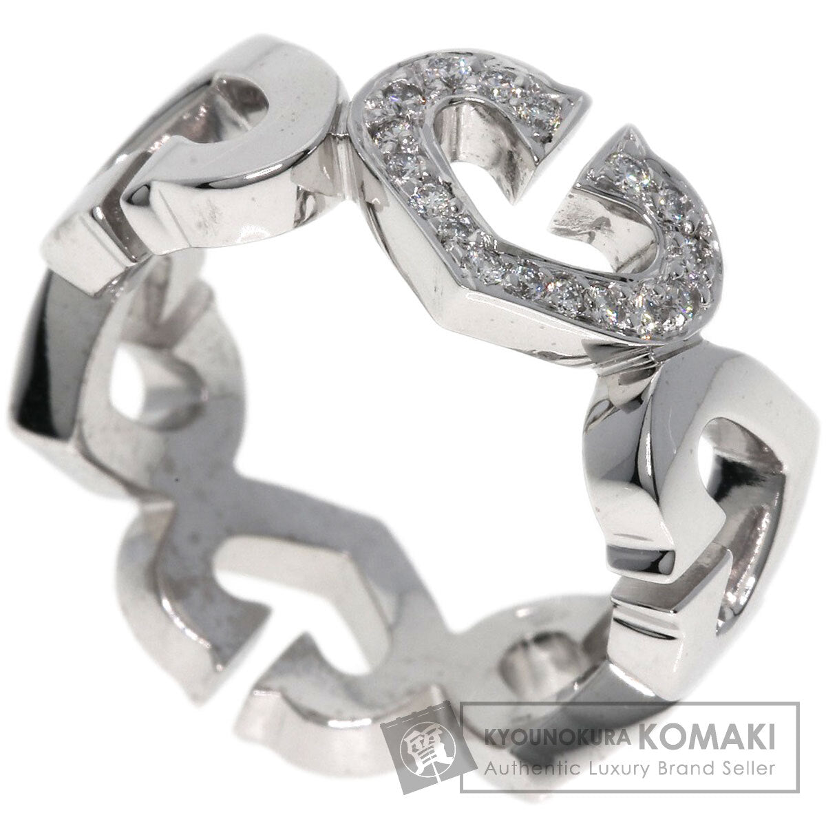 CARTIER C Heart Diamond #47 Ring K18 White Gold Ladies [Used]