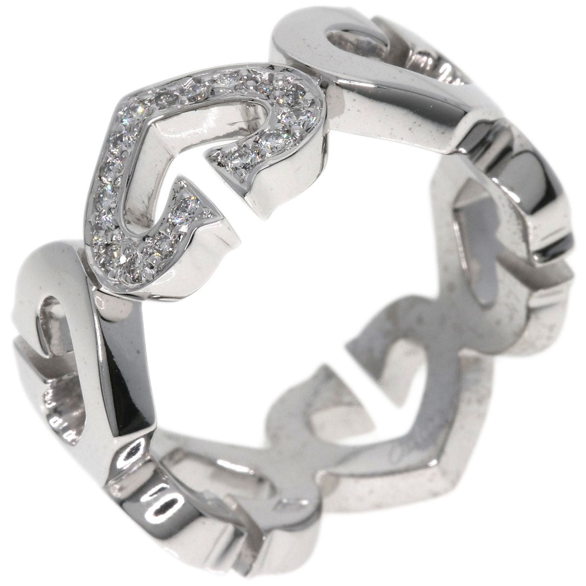 CARTIER C Heart Diamond #47 Ring K18 White Gold Ladies [Used]