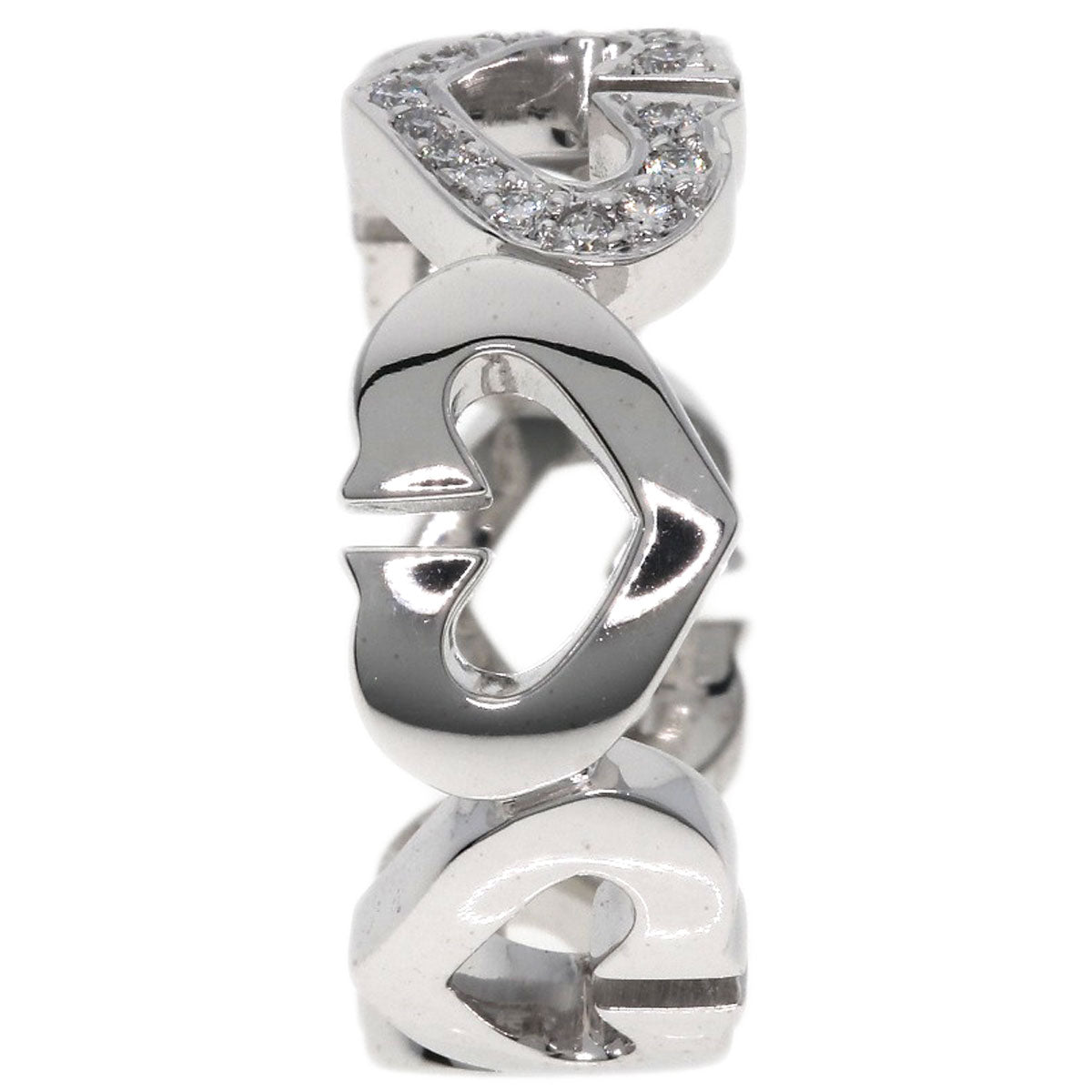 CARTIER C Heart Diamond #47 Ring K18 White Gold Ladies [Used]