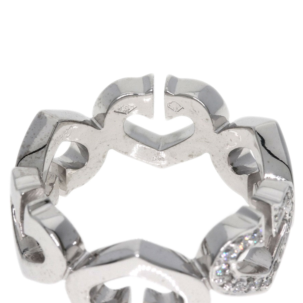 CARTIER C Heart Diamond #47 Ring K18 White Gold Ladies [Used]