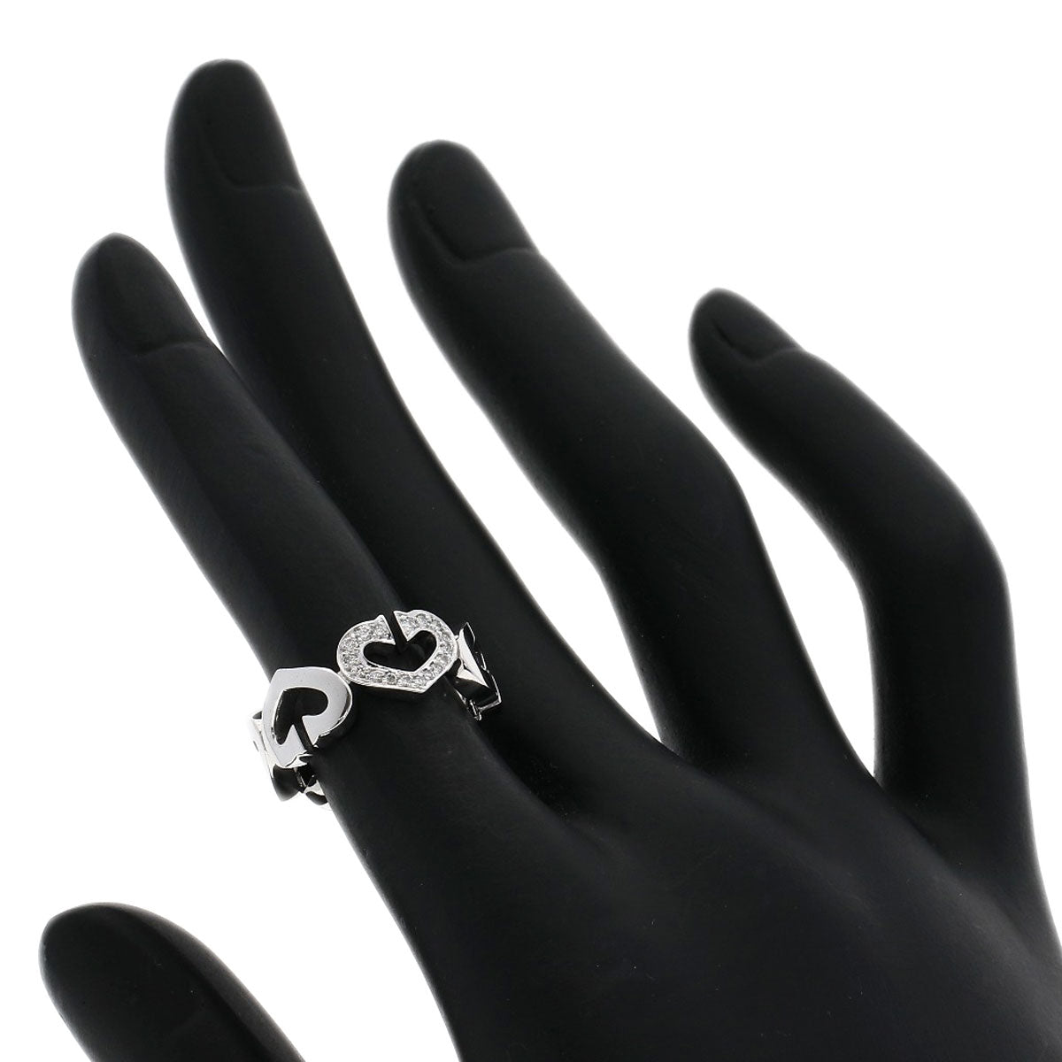 CARTIER C Heart Diamond #47 Ring K18 White Gold Ladies [Used]
