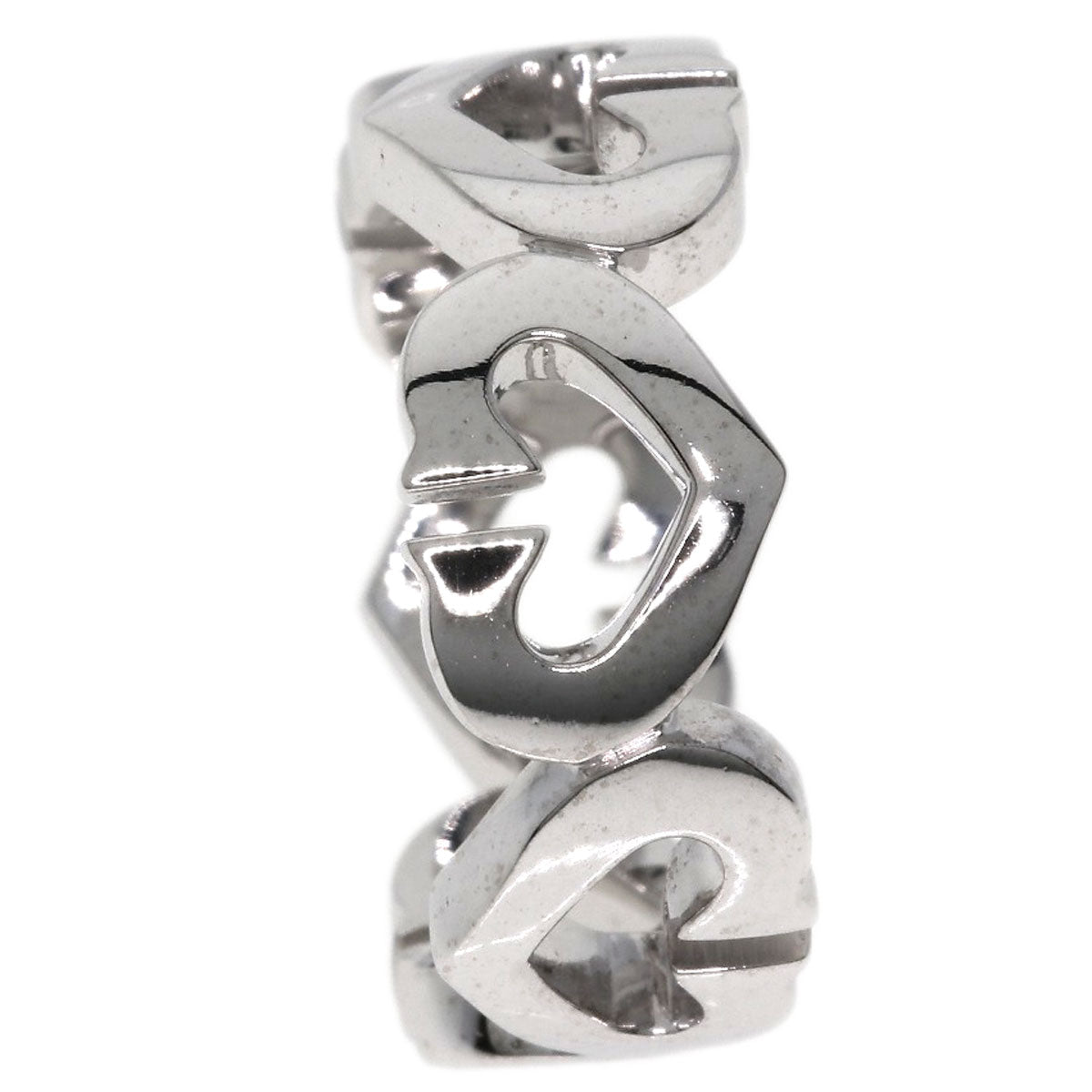 CARTIER C Heart Diamond #47 Ring K18 White Gold Ladies [Used]