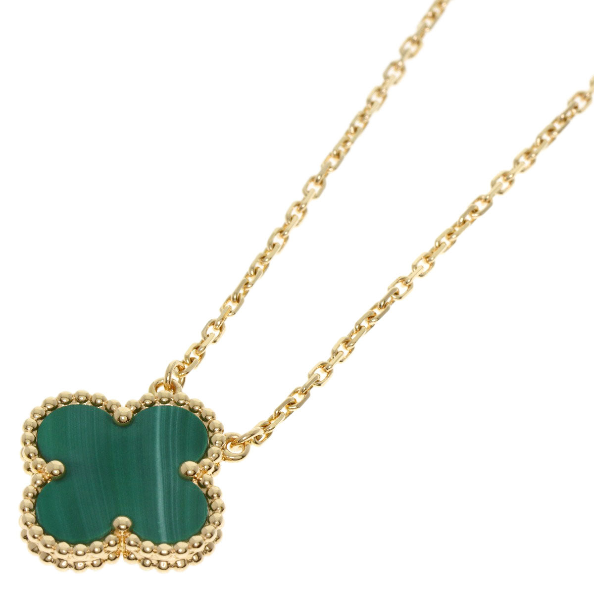 Van Cleef & Arpels Vintage Alhambra Malachite Necklace K18 Yellow Gold Ladies [Used]