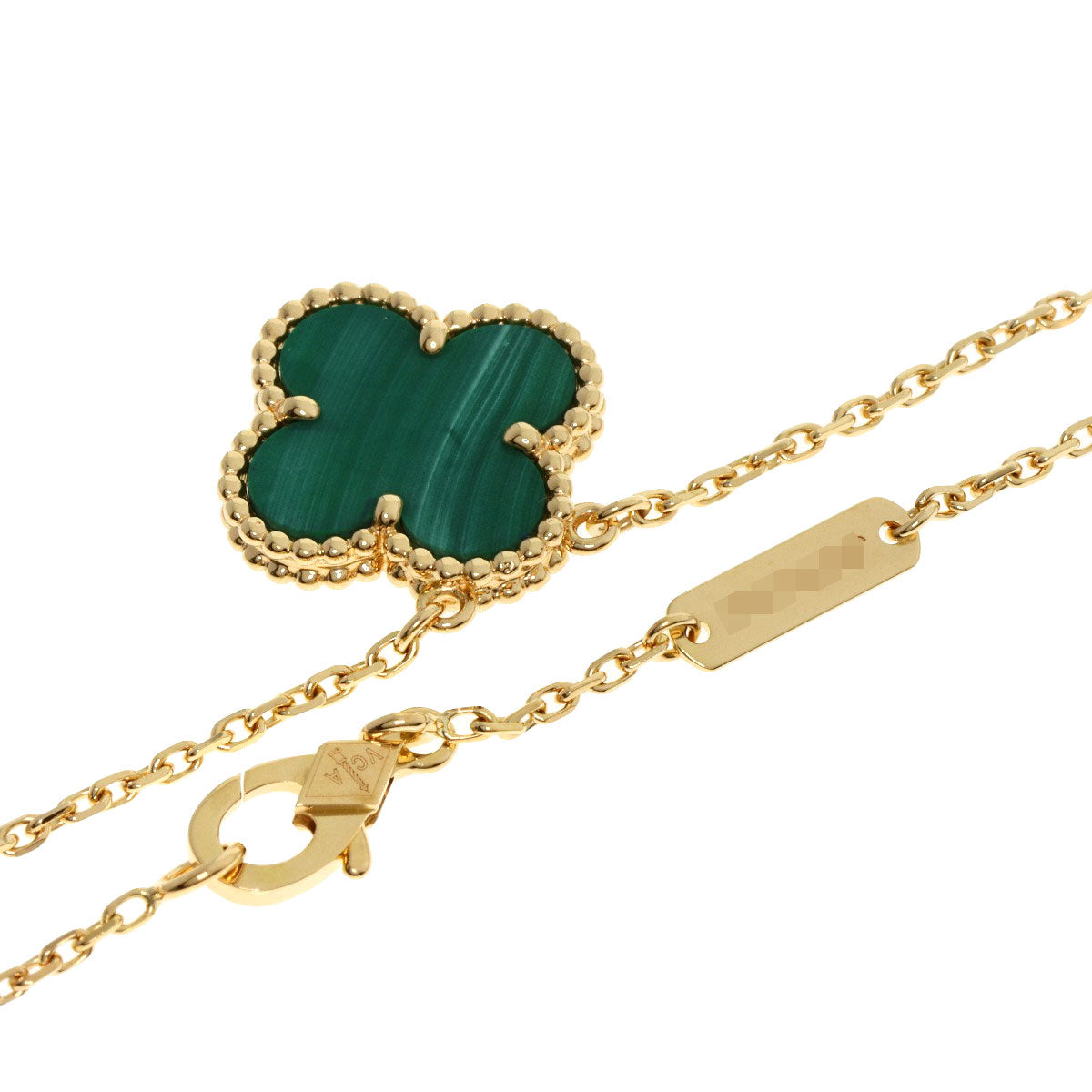Van Cleef & Arpels Vintage Alhambra Malachite Necklace K18 Yellow Gold Ladies [Used]
