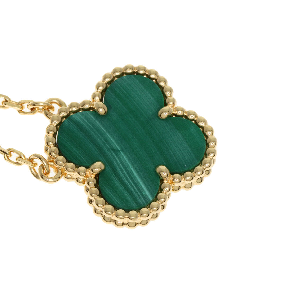 Van Cleef & Arpels Vintage Alhambra Malachite Necklace K18 Yellow Gold Ladies [Used]