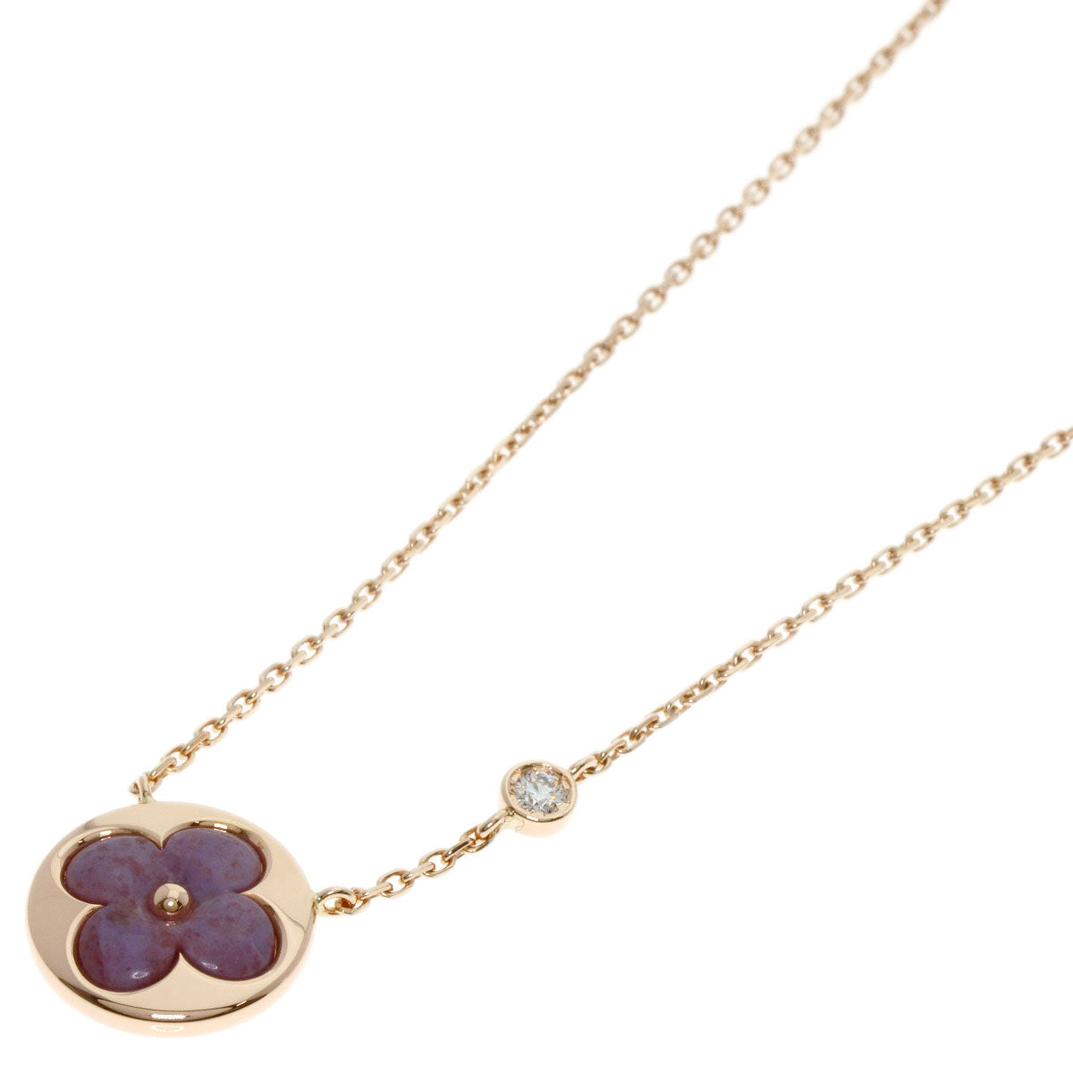 LOUIS VUITTON Sun Blossom 1P Diamond Necklace K18 Pink Gold Ladies [Used]