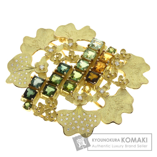 IKEDA KEIKO Tourmaline Sapphire Diamond Obi Clasp 2WAY Brooch K18 Yellow Gold Ladies [Used]