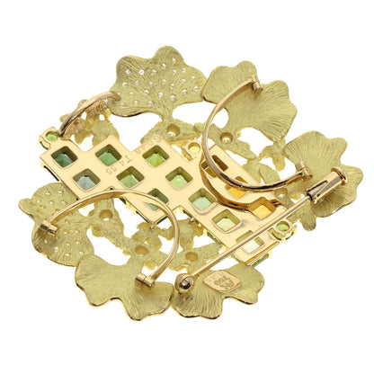 IKEDA KEIKO Tourmaline Sapphire Diamond Obi Clasp 2WAY Brooch K18 Yellow Gold Ladies [Used]