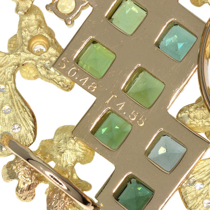 IKEDA KEIKO Tourmaline Sapphire Diamond Obi Clasp 2WAY Brooch K18 Yellow Gold Ladies [Used]