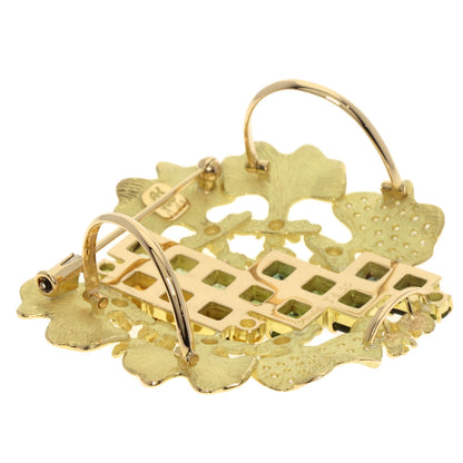 IKEDA KEIKO Tourmaline Sapphire Diamond Obi Clasp 2WAY Brooch K18 Yellow Gold Ladies [Used]