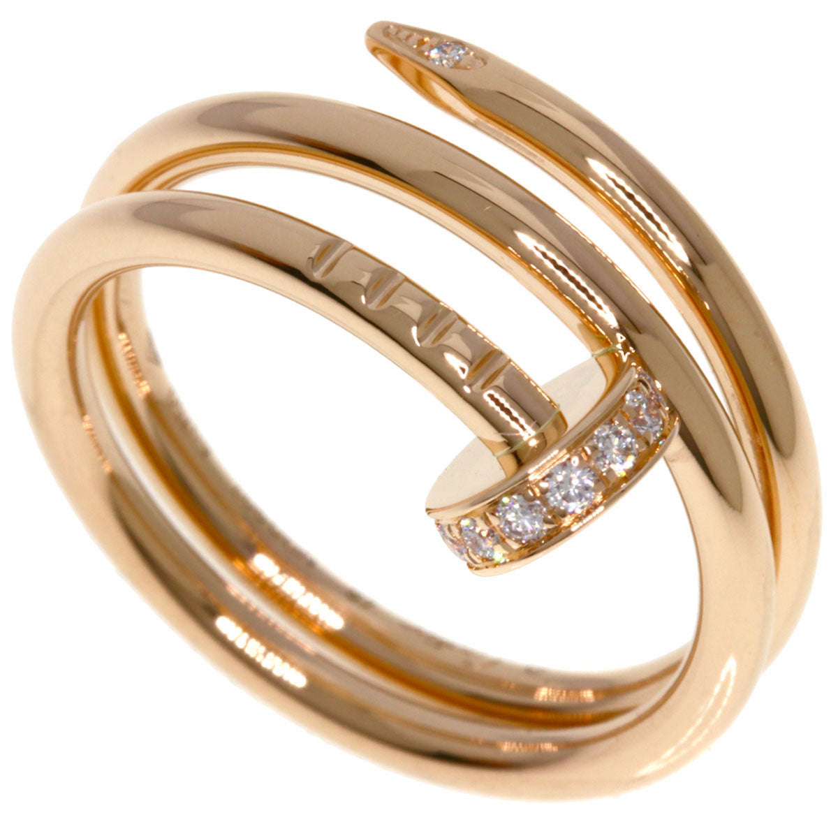 CARTIER Juste uncre double Diamond #48 Ring K18 Pink Gold Ladies [Used]