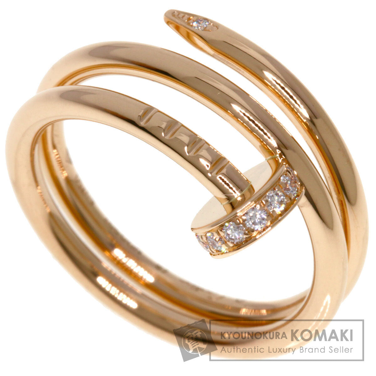 CARTIER Juste uncre double Diamond #48 Ring K18 Pink Gold Ladies [Used]