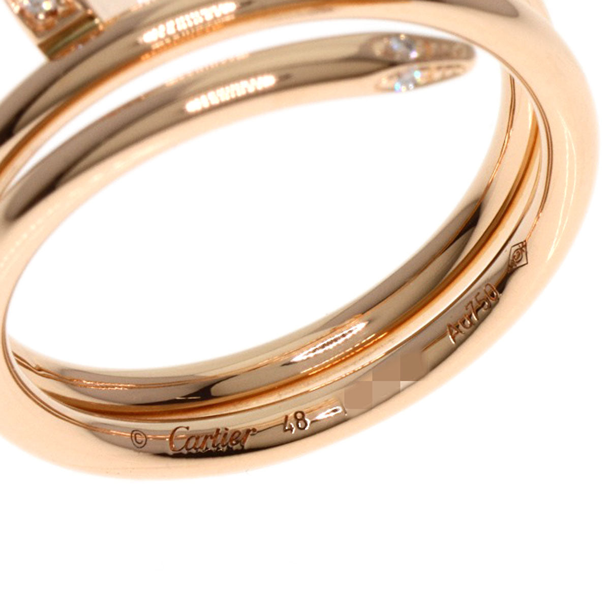 CARTIER Juste uncre double Diamond #48 Ring K18 Pink Gold Ladies [Used]
