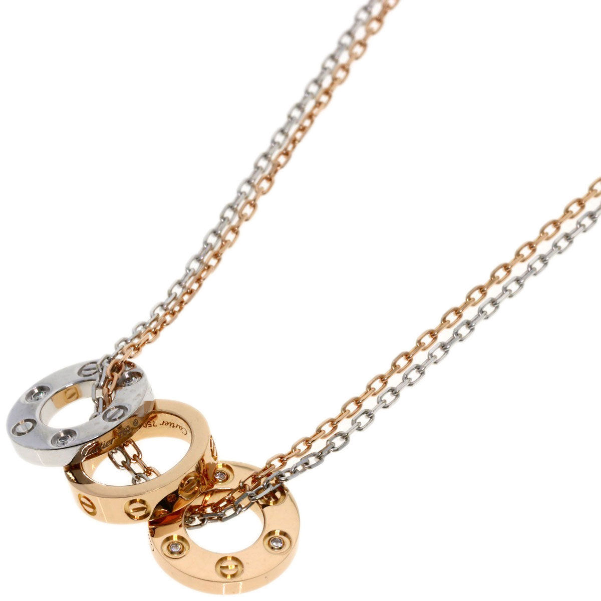 CARTIER Love Three Loop Diamond Necklace K18 Pink Gold K18 White GoldLadies [Used]