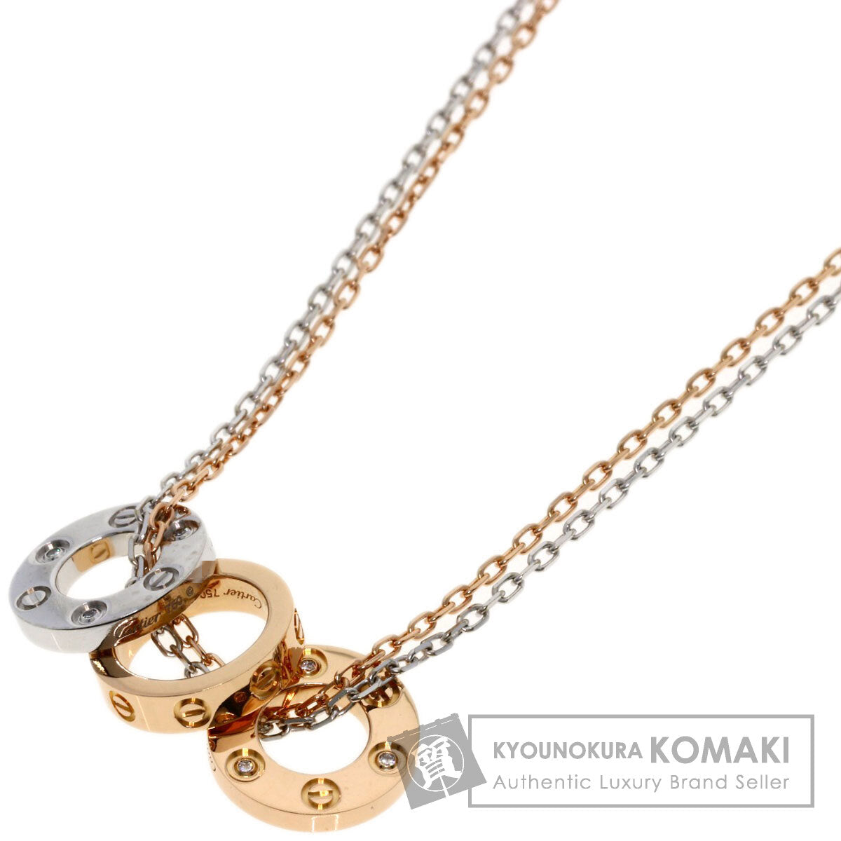 CARTIER Love Three Loop Diamond Necklace K18 Pink Gold K18 White GoldLadies [Used]