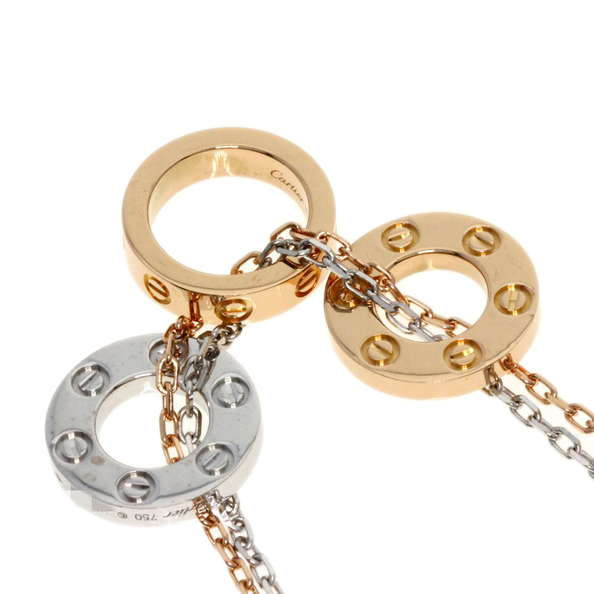 CARTIER Love Three Loop Diamond Necklace K18 Pink Gold K18 White GoldLadies [Used]