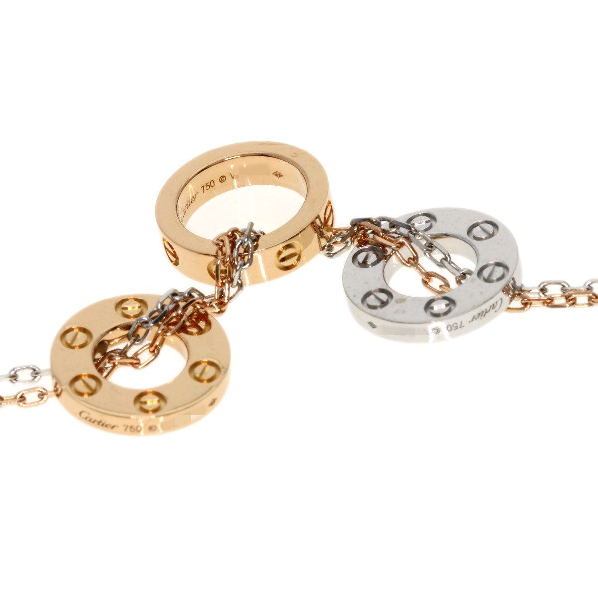 CARTIER Love Three Loop Diamond Necklace K18 Pink Gold K18 White GoldLadies [Used]