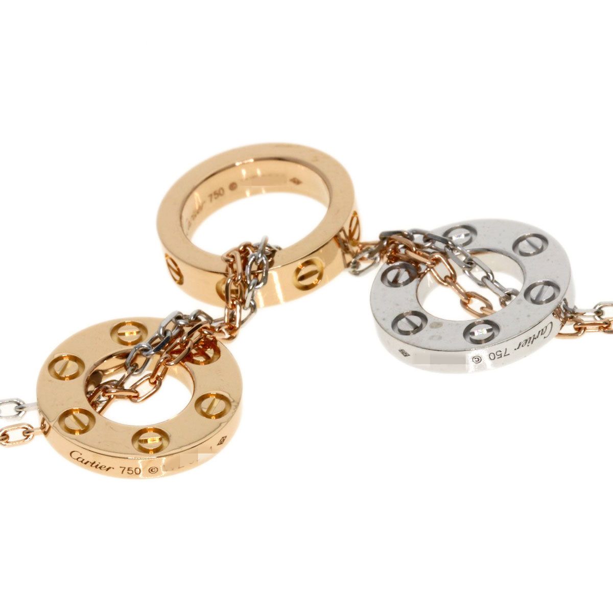 CARTIER Love Three Loop Diamond Necklace K18 Pink Gold K18 White GoldLadies [Used]