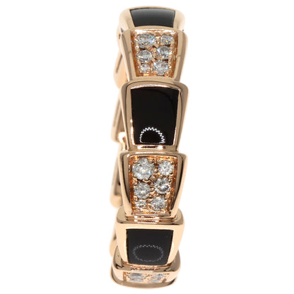 BVLGARI Serpenti Viper Diamond Onyx #56 Ring K18 Pink Gold Ladies [Used]