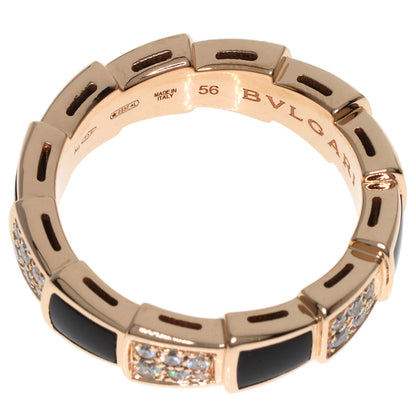 BVLGARI Serpenti Viper Diamond Onyx #56 Ring K18 Pink Gold Ladies [Used]