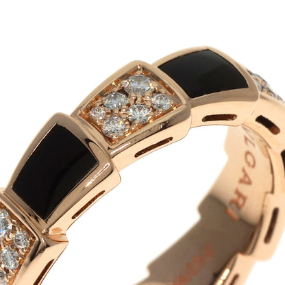 BVLGARI Serpenti Viper Diamond Onyx #56 Ring K18 Pink Gold Ladies [Used]