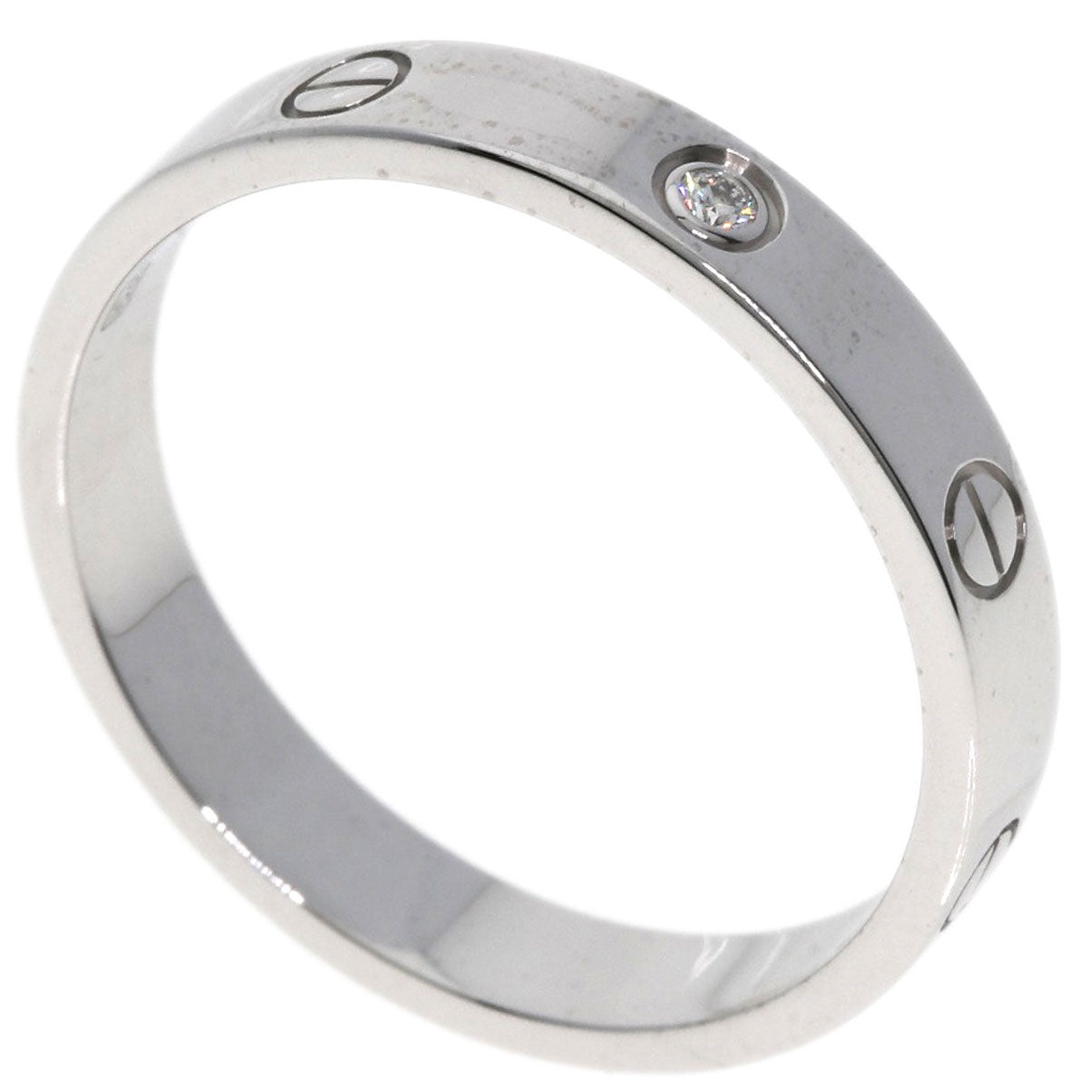 CARTIER Mini love ring 1P Diamond #64 Ring K18 White Gold unisex [Used]
