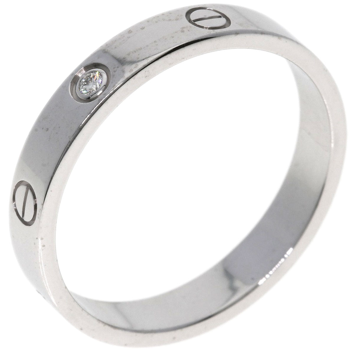 CARTIER Mini love ring 1P Diamond #64 Ring K18 White Gold unisex [Used]