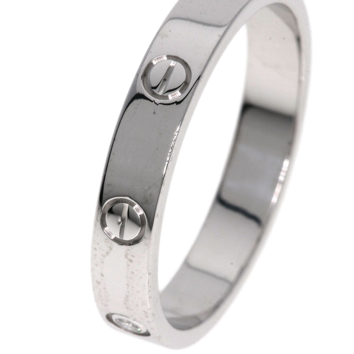CARTIER Mini love ring 1P Diamond #64 Ring K18 White Gold unisex [Used]