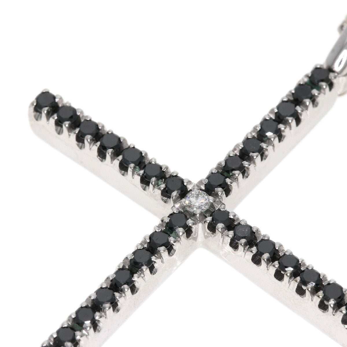 Damiani Mystery Cross Diamond Black Diamond Necklace K18 White Gold Ladies [Used]