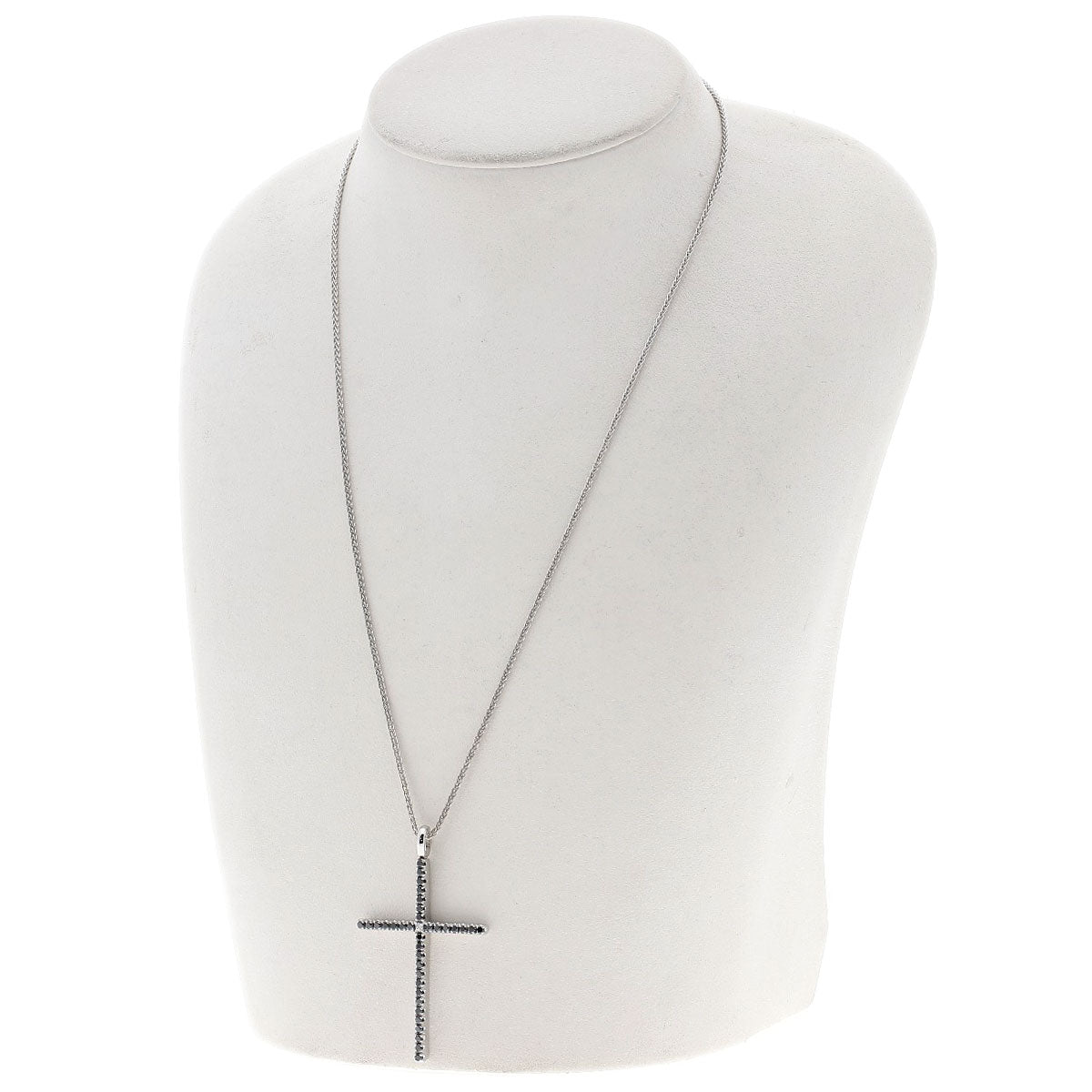 Damiani Mystery Cross Diamond Black Diamond Necklace K18 White Gold Ladies [Used]