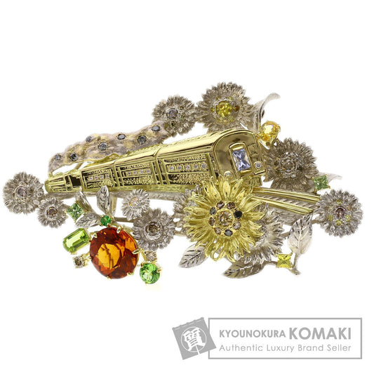 MITSUO KAJI   Brooch Citrin Diamond Garnet Peridot Sapphire K18 Yellow Gold SVLadies