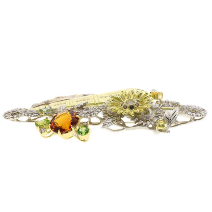 MITSUO KAJI   Brooch Citrin Diamond Garnet Peridot Sapphire K18 Yellow Gold SVLadies