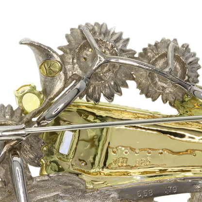 MITSUO KAJI   Brooch Citrin Diamond Garnet Peridot Sapphire K18 Yellow Gold SVLadies