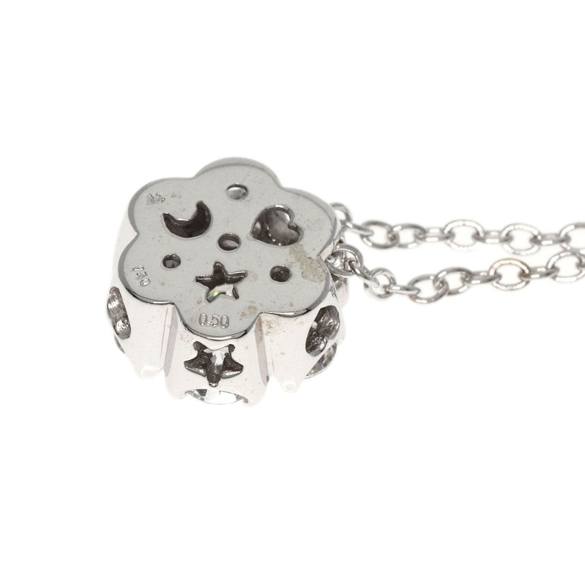 Ponte Vecchio Flower Diamond Necklace K18 White Gold Ladies [Used]
