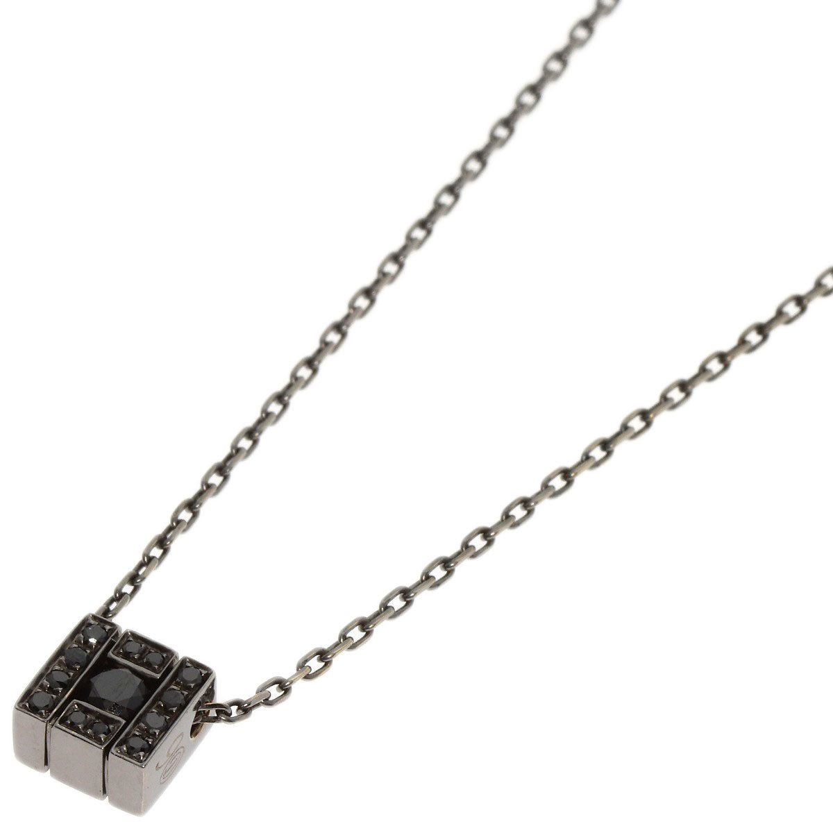 Damiani Belle Epoque Square Black Burnished Diamond Necklace K18 White Gold Ladies [Used]