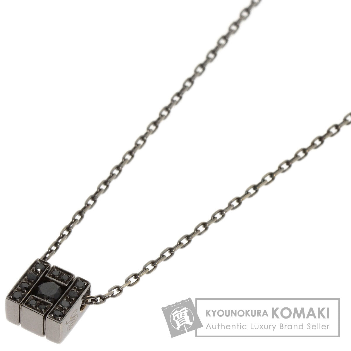 Damiani Belle Epoque Square Black Burnished Diamond Necklace K18 White Gold Ladies [Used]