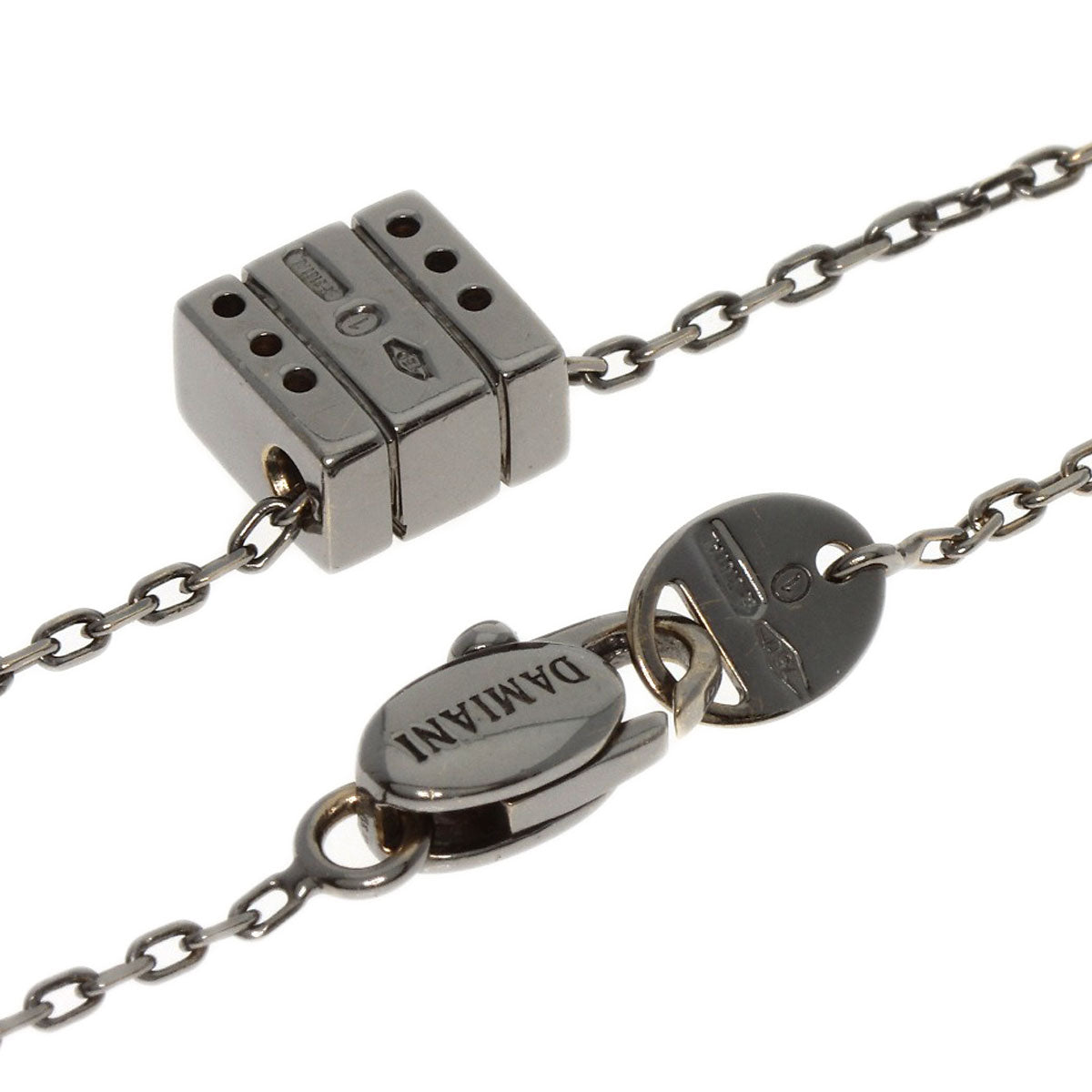 Damiani Belle Epoque Square Black Burnished Diamond Necklace K18 White Gold Ladies [Used]