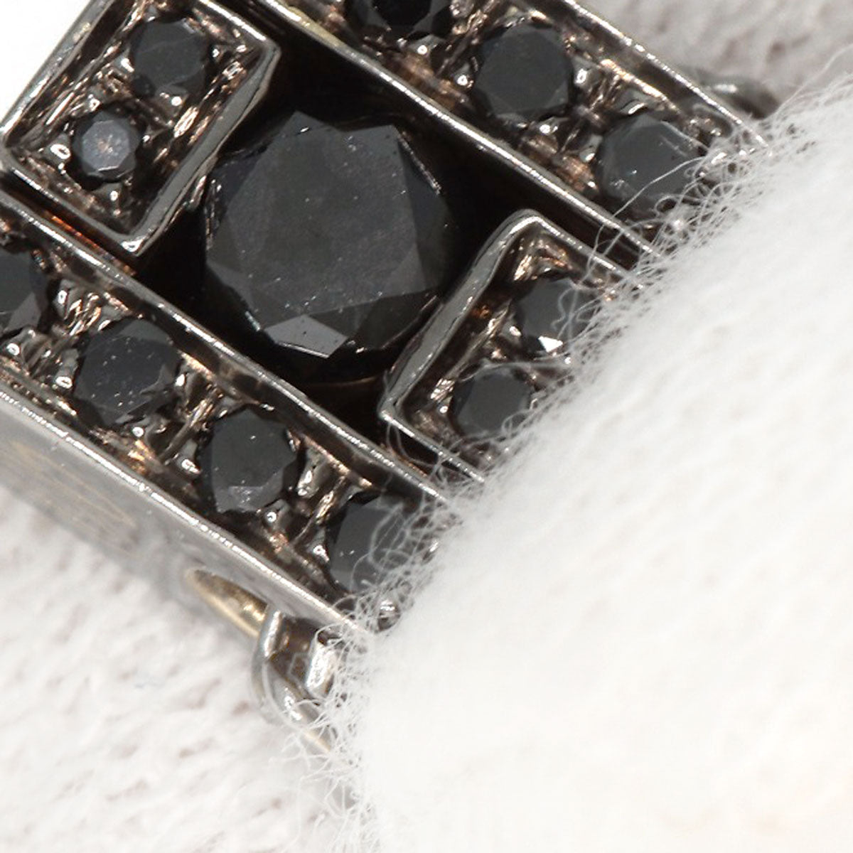 Damiani Belle Epoque Square Black Burnished Diamond Necklace K18 White Gold Ladies [Used]