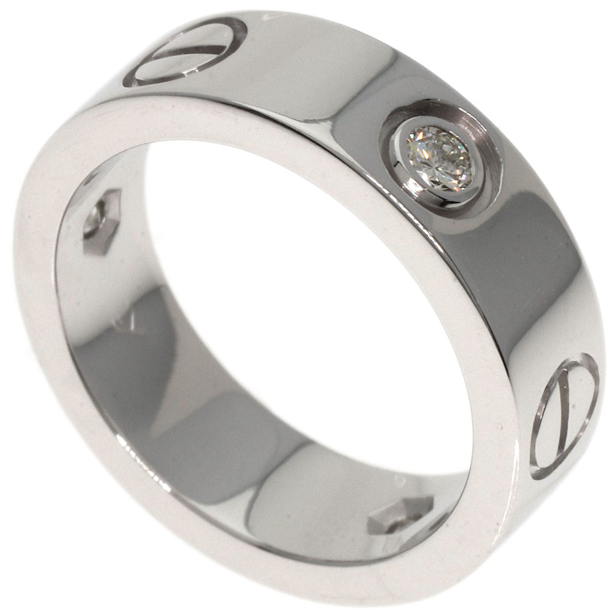 CARTIER love ring half Diamond #47 Ring K18 White Gold Ladies [Used]