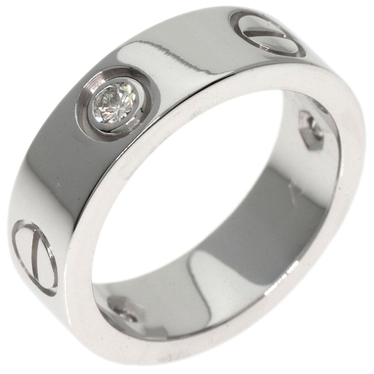 CARTIER love ring half Diamond #47 Ring K18 White Gold Ladies [Used]