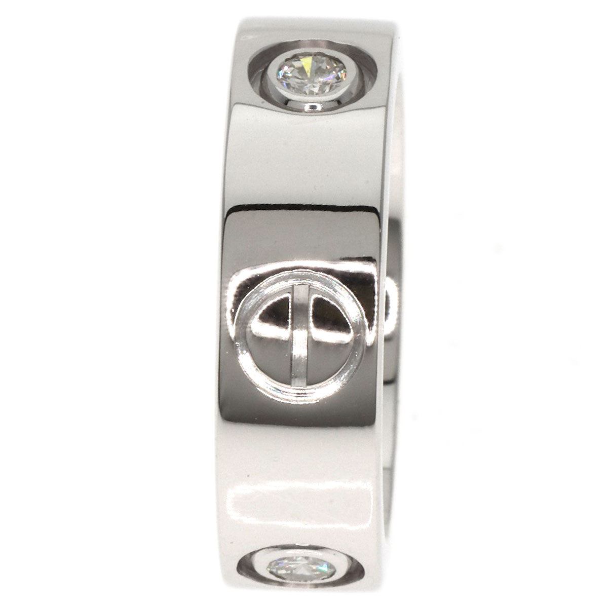 CARTIER love ring half Diamond #47 Ring K18 White Gold Ladies [Used]