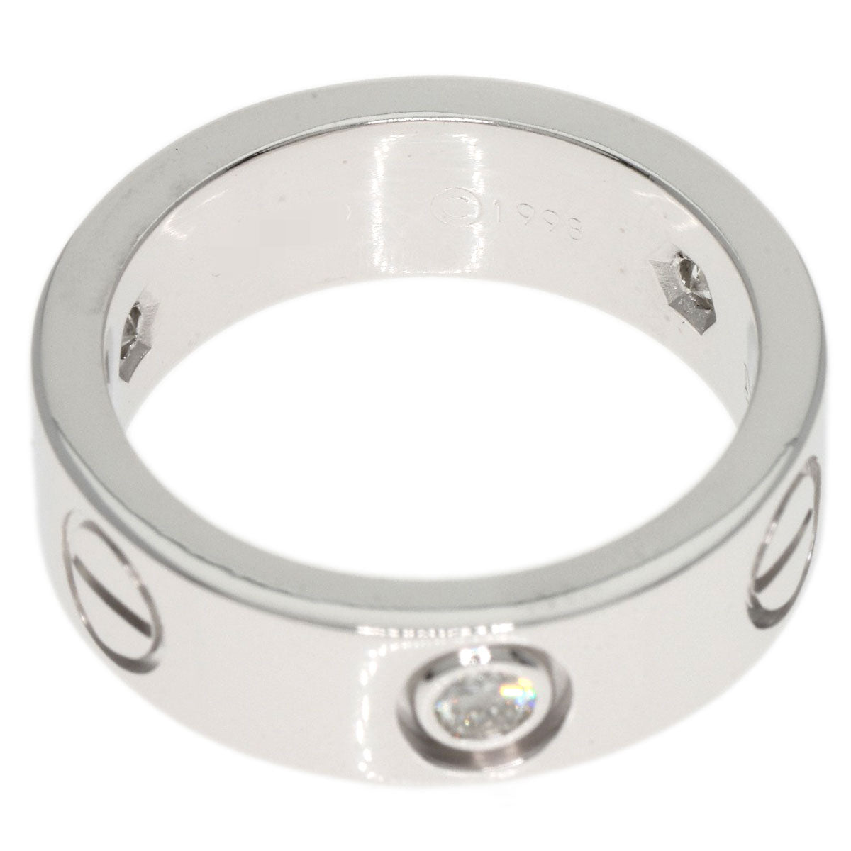 CARTIER love ring half Diamond #47 Ring K18 White Gold Ladies [Used]