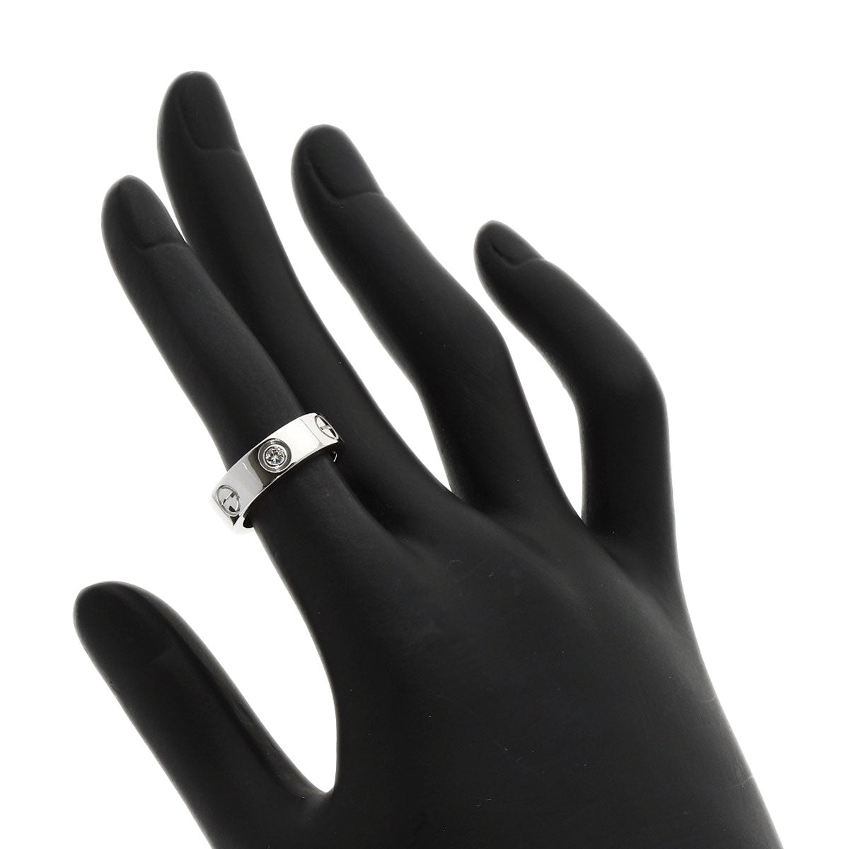 CARTIER love ring half Diamond #47 Ring K18 White Gold Ladies [Used]