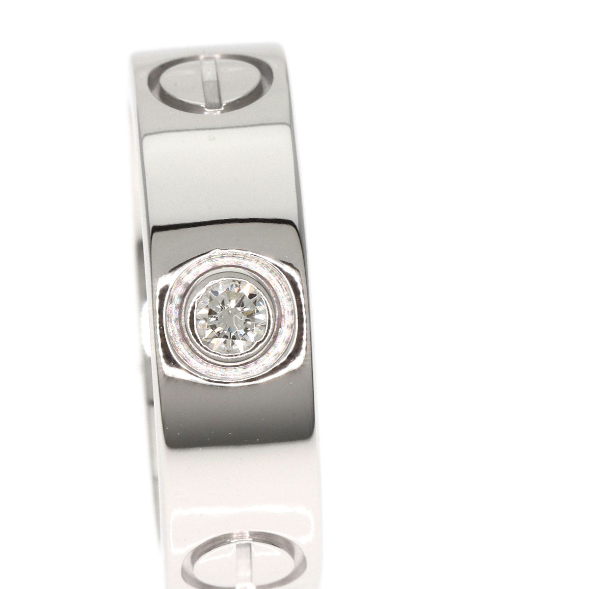 CARTIER love ring half Diamond #47 Ring K18 White Gold Ladies [Used]