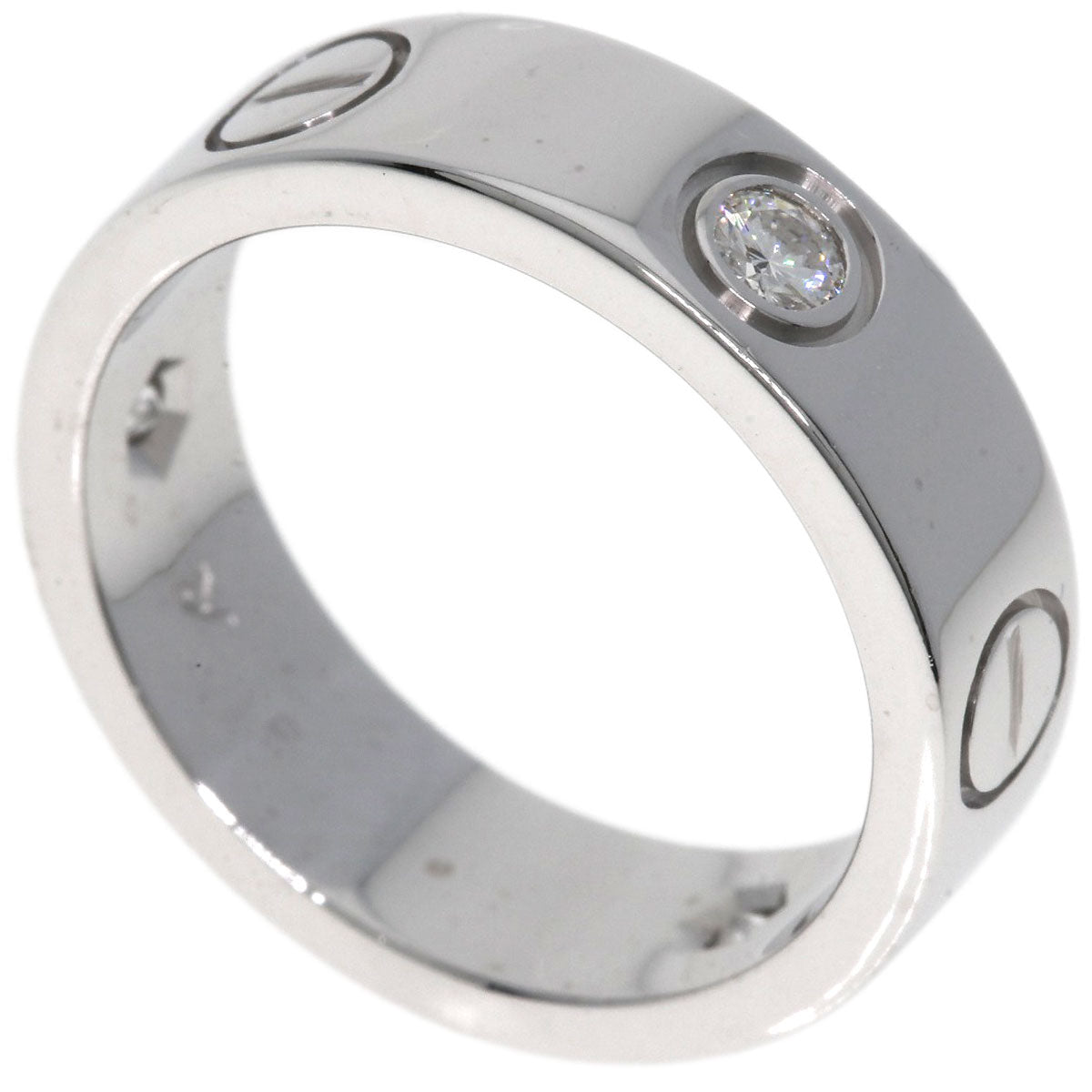 CARTIER love ring half diamond # 50 Ring K18 White Gold Ladies [Used]