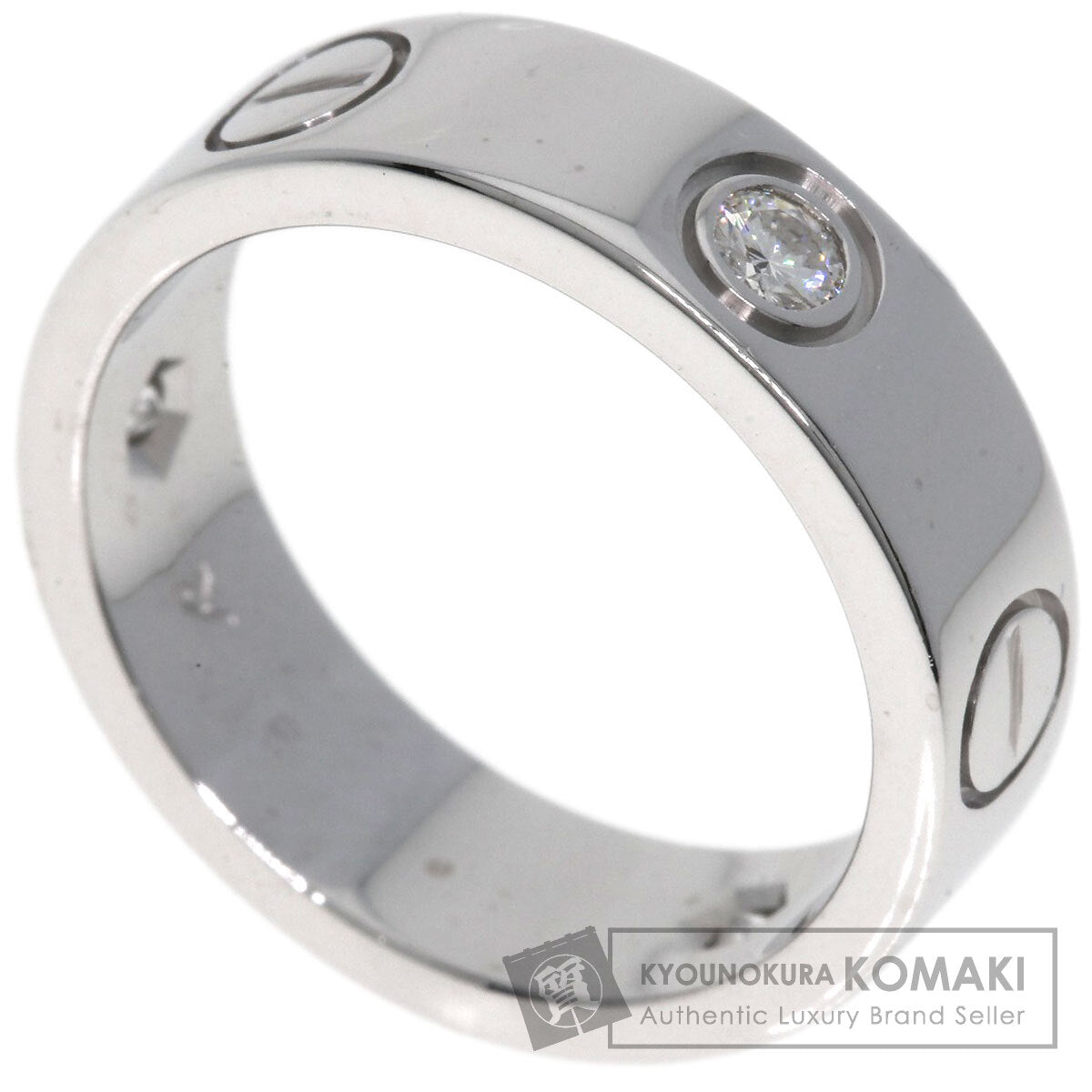 CARTIER love ring half diamond # 50 Ring K18 White Gold Ladies [Used]